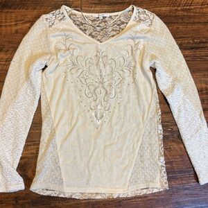 Miss Me Women’s Size Small Long Sleeve Lightweight Lace Top